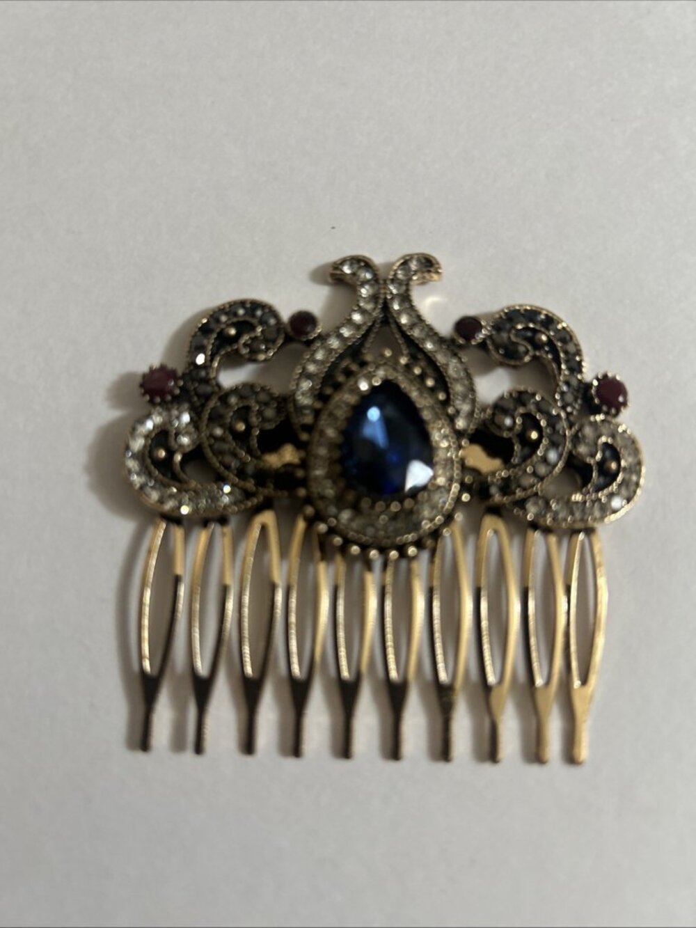 Vintage Style antique Victorian flower multi color rhinestone haircomb